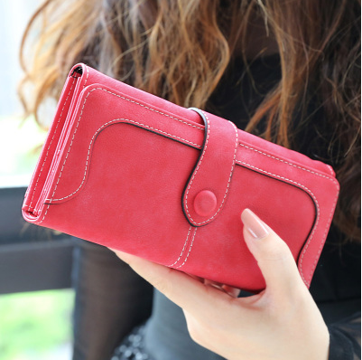 Brand Designer Leather Phone Wallets Women Purses Long Zipper Red