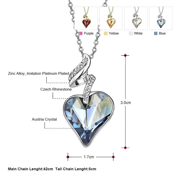 Neoglory Austrian Crystal Rhinestones Four Color Heart Love Chain Necklaces