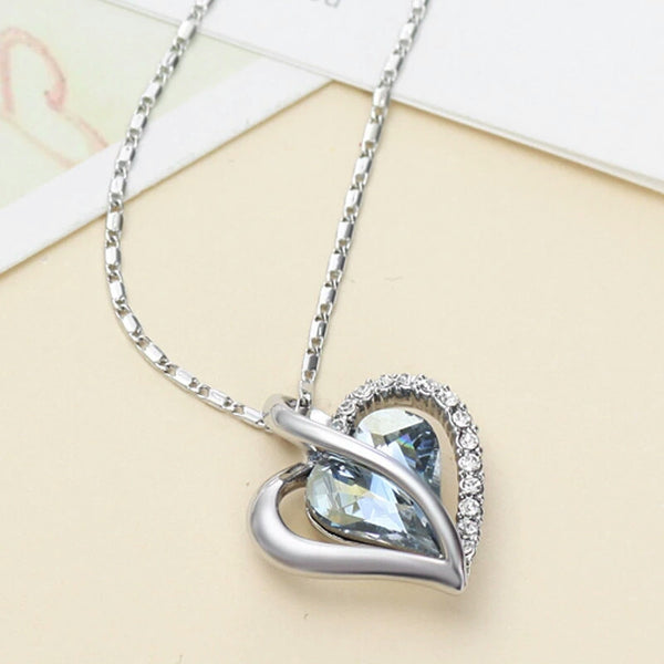 Neoglory Austria Crystal & Rhinestone Long Charm Necklace Romantic Love Heart Style