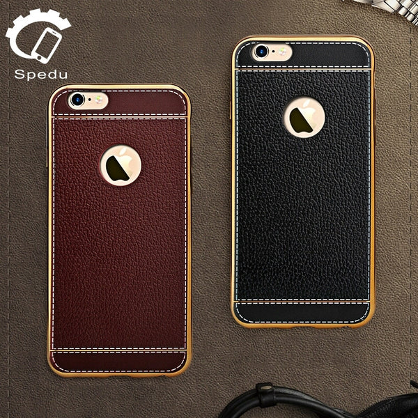 Spedu Litchi Grain Luxury Plating TPU Silicone Mobile Phone Case