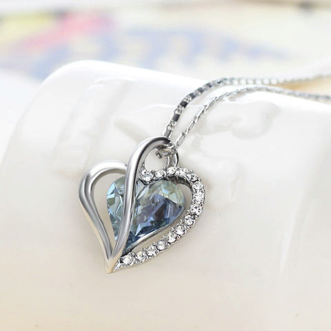 Neoglory Austria Crystal & Rhinestone Long Charm Necklace Romantic Love Heart Style