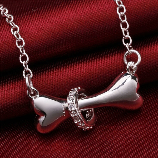 Hot Paw Silver Necklace Dog Bone