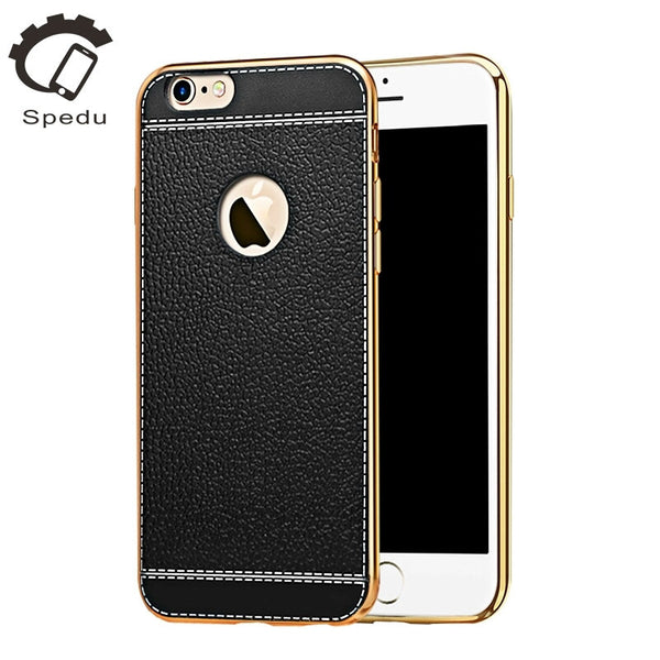 Spedu Litchi Grain Luxury Plating TPU Silicone Mobile Phone Case