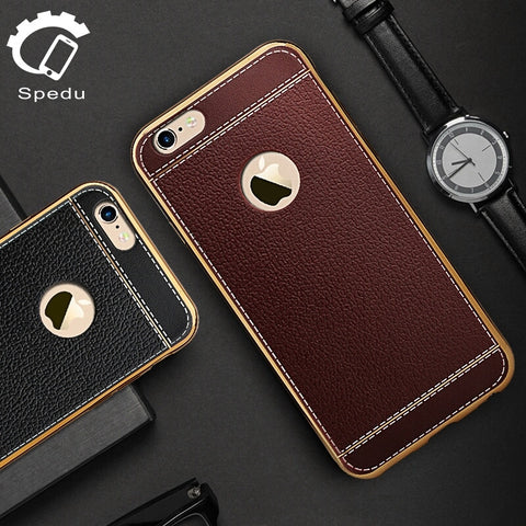 Spedu Litchi Grain Luxury Plating TPU Silicone Mobile Phone Case