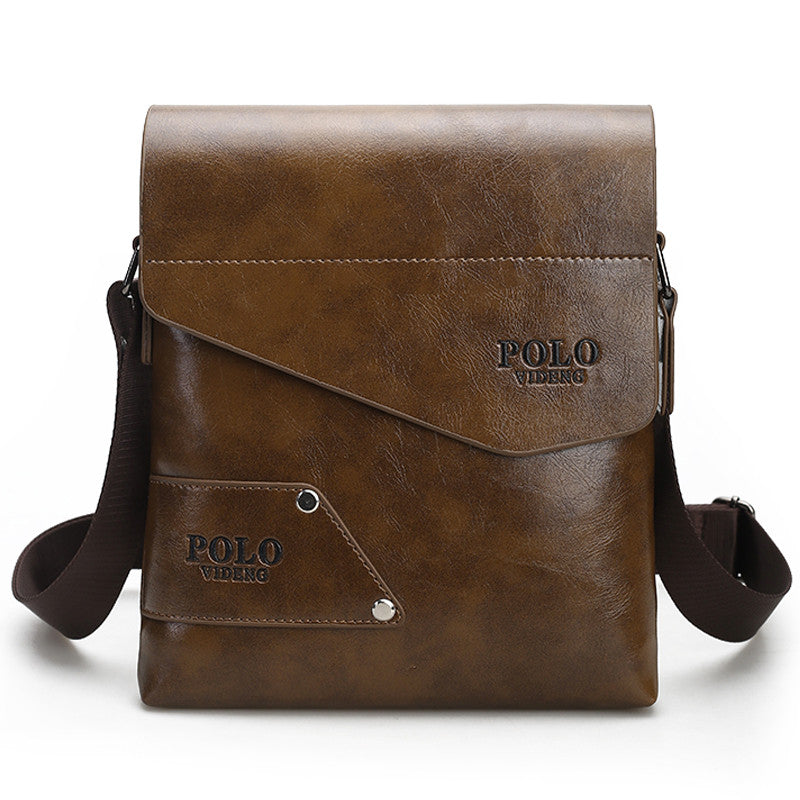 Retro Design Men's Crossbody Bag Luxury Brand Crazy Horse Leather Shoulder  Bag Men Three-layer Pocket PU Leather Messenger Bags