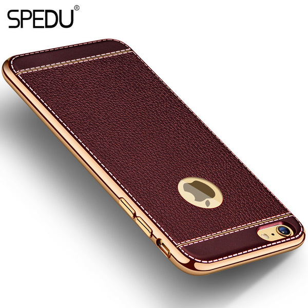 Spedu Litchi Grain Luxury Plating TPU Silicone Mobile Phone Case