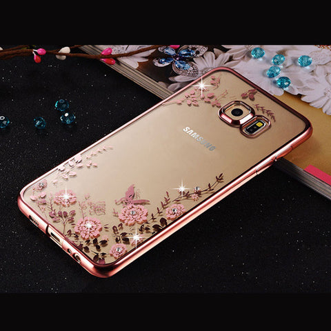 Rhinestones Soft TPU Plating Cases For Samsung Galaxy A3 A5 2016 Case A7 Samsung Galaxy J1 J5 S7 edge Cases Galaxy J3 S3 S5 Case