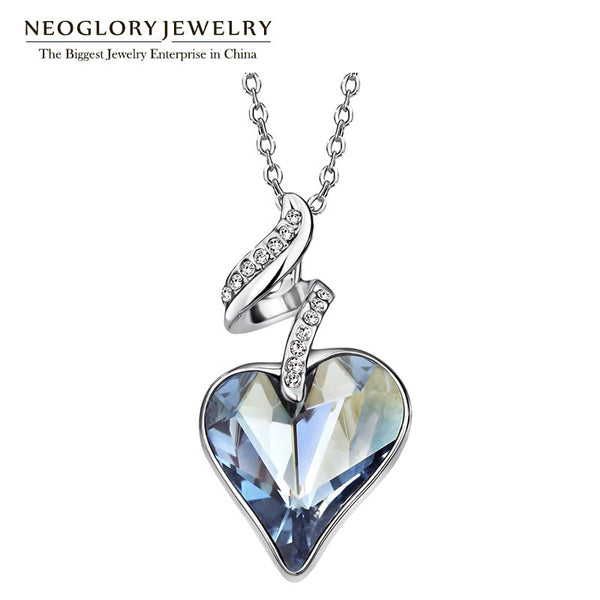 Neoglory Austrian Crystal Rhinestones Four Color Heart Love Chain Necklaces