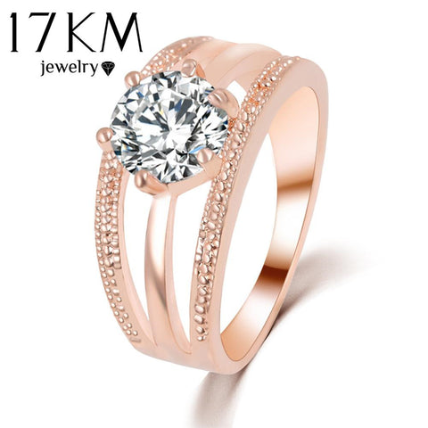 17KM Austrian Crystals Ring Rose Gold Color anelli Flower Ring bague Engagement anillos anel Rings for Women wedding ring