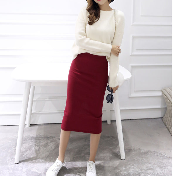 2017 spring Autumn And Winter package hip skirt slit skirts women step skirt stretch Slim thin female waist skirts Long skirts