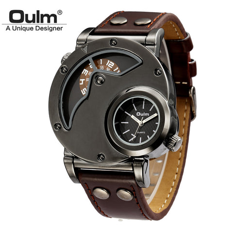 Oulm Watch Man Quartz Watches Top Brand Luxury Leather