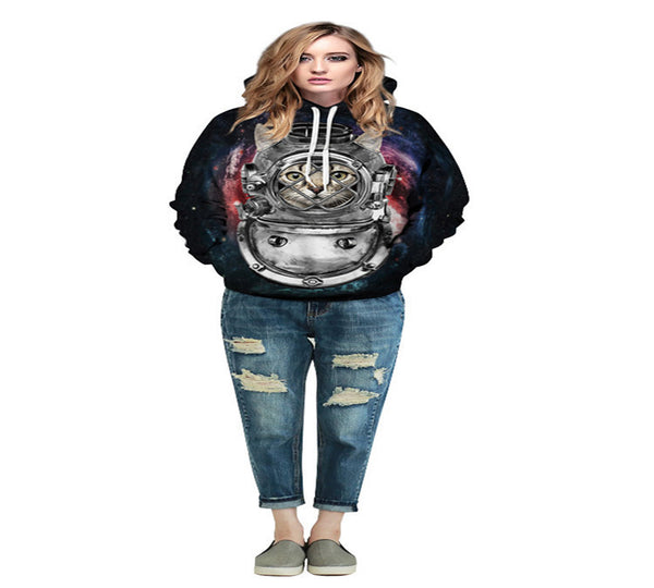 2017 New Casual Couples Hoodies With Hood 3d Printed Long Sleeve Sweatshirts Fashion Loose Plus Size Pullovers