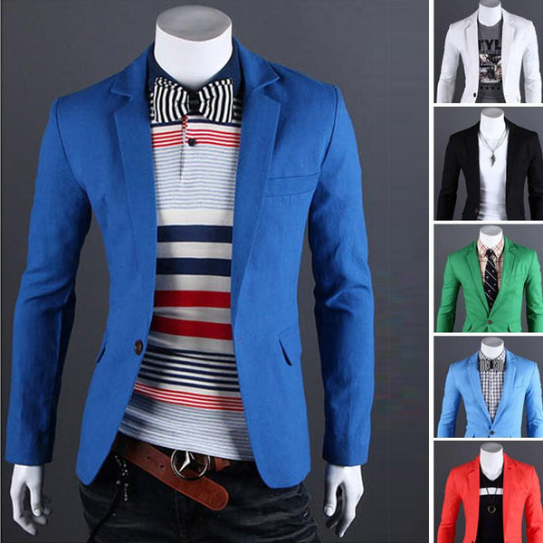 2017 New Arrival Single Button Leisure Blazers Men Male Fashion Slim Fit Casual Men Suit  Solid Blazer Dress Clothing  6 Colors