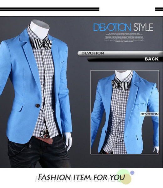 2017 New Arrival Single Button Leisure Blazers Men Male Fashion Slim Fit Casual Men Suit  Solid Blazer Dress Clothing  6 Colors