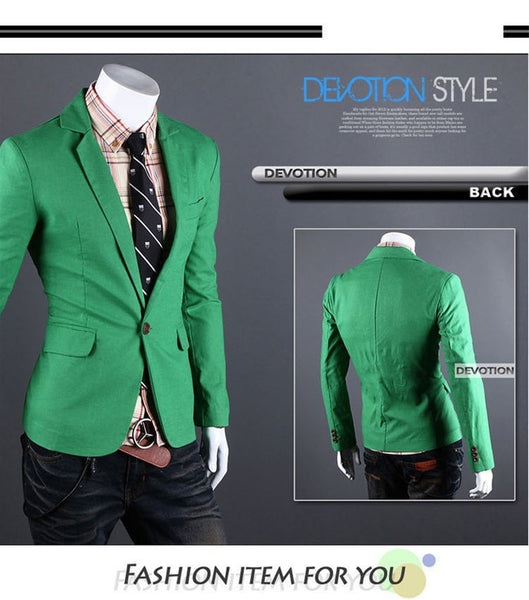 2017 New Arrival Single Button Leisure Blazers Men Male Fashion Slim Fit Casual Men Suit  Solid Blazer Dress Clothing  6 Colors