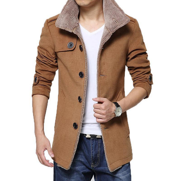 2017 New Arrival Trench Coat Men Casual Slim Fit Jacket Autumn Winter Fur Collar Windbreaker Jackets and Coats Men Plus Size 4XL