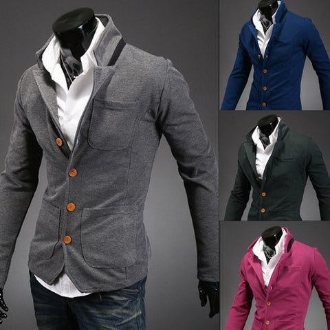 2017 new asymmetry spring autumn men's stand collar suit small color matching casual men blazer jacket