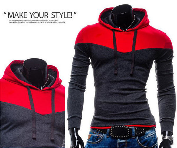 2017 New Arrival Fashion Men's Hoodies Patchwork Two Colors Napping Casual Men's Sweatshirts Hooded Collar Men Coats 6 Colors