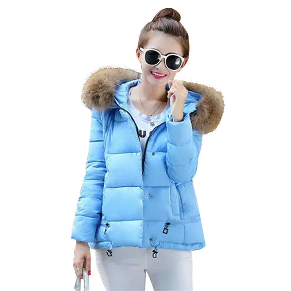 2017 new winter women jacket A-line down coat fur collar thicken outwear women hooded wadded coat
