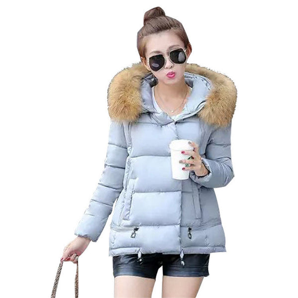 2017 new winter women jacket A-line down coat fur collar thicken outwear women hooded wadded coat