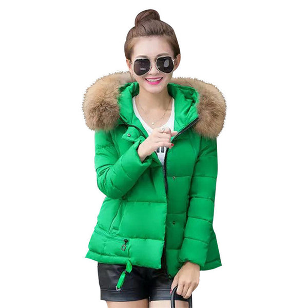 2017 new winter women jacket A-line down coat fur collar thicken outwear women hooded wadded coat
