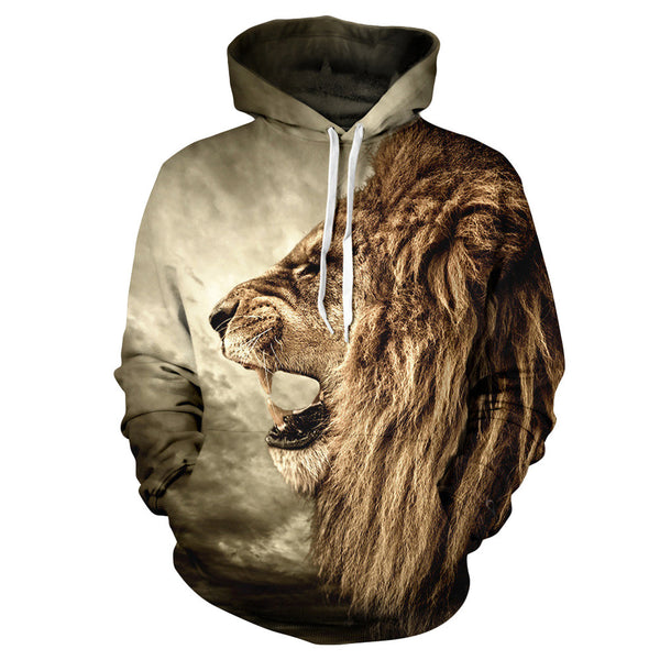 2017 New Fall/Winter Casual Animal Hoodies Men/Women 3D Lion Sweatshirt Print Lion Head Hip Hop Pullover Hoodies streetwear