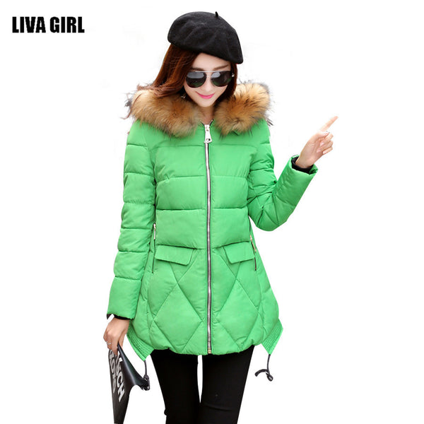 2017 New Winter Coat Fashion Thick Warm Medium-long Down Cotton Parkas Wadded Jacket Women Female Padded Overcoat Hooded Outwear