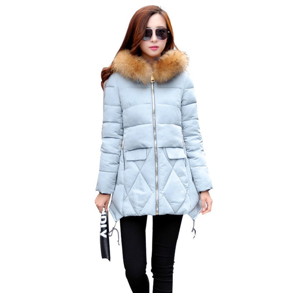 2017 New Winter Coat Fashion Thick Warm Medium-long Down Cotton Parkas Wadded Jacket Women Female Padded Overcoat Hooded Outwear