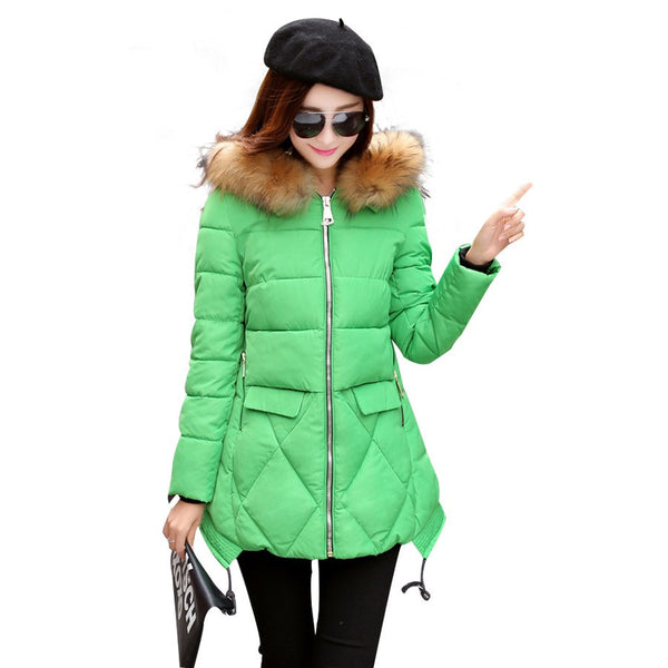 2017 New Winter Coat Fashion Thick Warm Medium-long Down Cotton Parkas Wadded Jacket Women Female Padded Overcoat Hooded Outwear