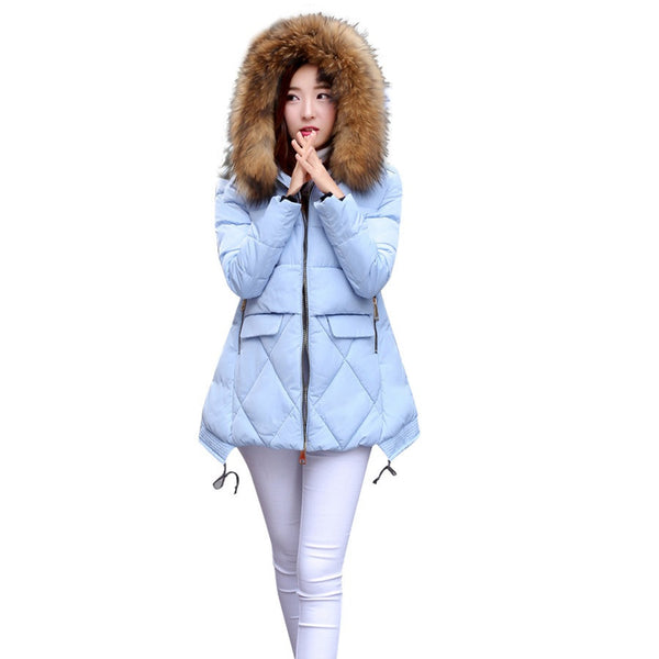 2017 New Winter Coat Fashion Thick Warm Medium-long Down Cotton Parkas Wadded Jacket Women Female Padded Overcoat Hooded Outwear