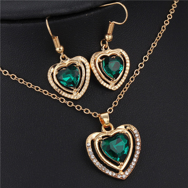 3 Kinds of Design Jewelry Set Austrian Crystal Love Heart Pendant Necklace Earrings for Women Wedding Gift