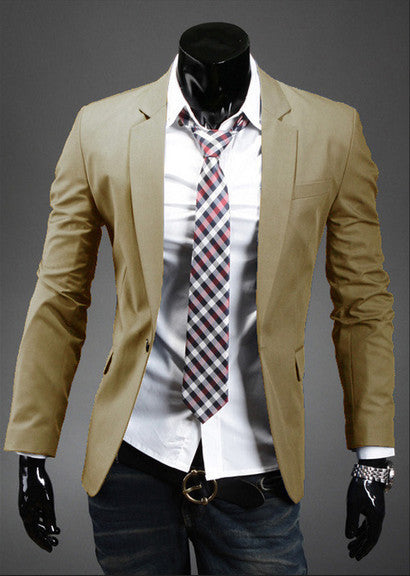 Casual Slim Stylish fit One Button Suit men Blazer Coat Jackets men garment