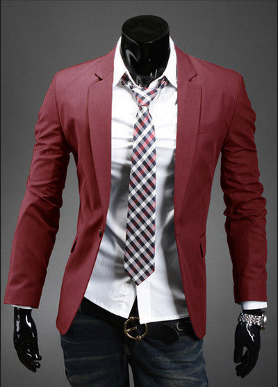 Casual Slim Stylish fit One Button Suit men Blazer Coat Jackets men garment