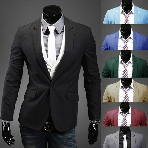 Casual Slim Stylish fit One Button Suit men Blazer Coat Jackets men garment