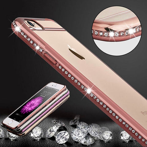 Roybens Luxury Bling Diamond Case For iPhone 7 / iPhone 7 Plus Transparent Soft TPU Rose Gold Cover For iPhone 6 6S Slim Clear