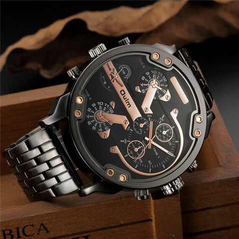 Oulm Men Dual-movt Big Dial Japan Luxury Military Watches Men