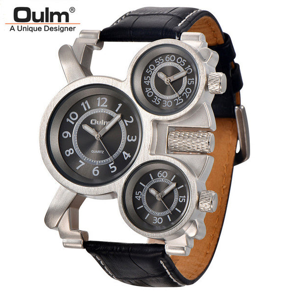 Oulm Military Watch 3 Time Zone