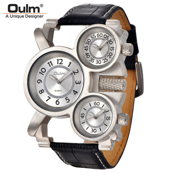 Oulm Military Watch 3 Time Zone