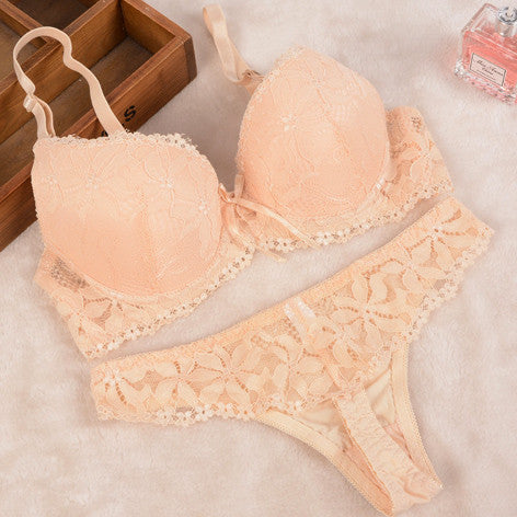 [Cheap]New 2017 Lace Embroidery Bra Set Women Plus Size Push Up Underwear Set Bra and Panty Set 32 34 36 38 ABC Cup For Female