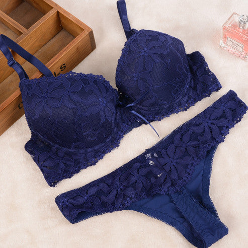 [Cheap]New 2017 Lace Embroidery Bra Set Women Plus Size Push Up Underwear Set Bra and Panty Set 32 34 36 38 ABC Cup For Female