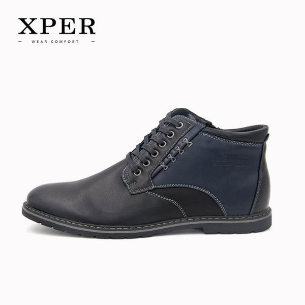 XPER Brand Autumn Winter Men Shoes Boots Casual Fashion High-Cut Lace-up Warm Hombre #YM86901BU