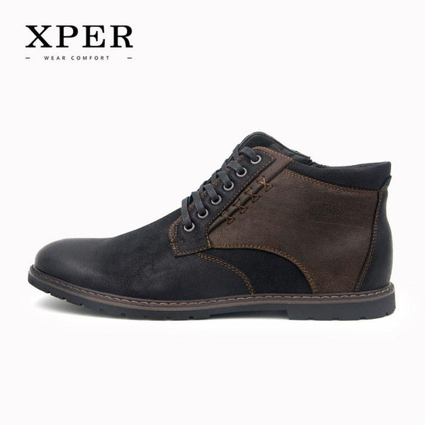 XPER Brand Autumn Winter Men Shoes Boots Casual Fashion High-Cut Lace-up Warm Hombre #YM86901BU