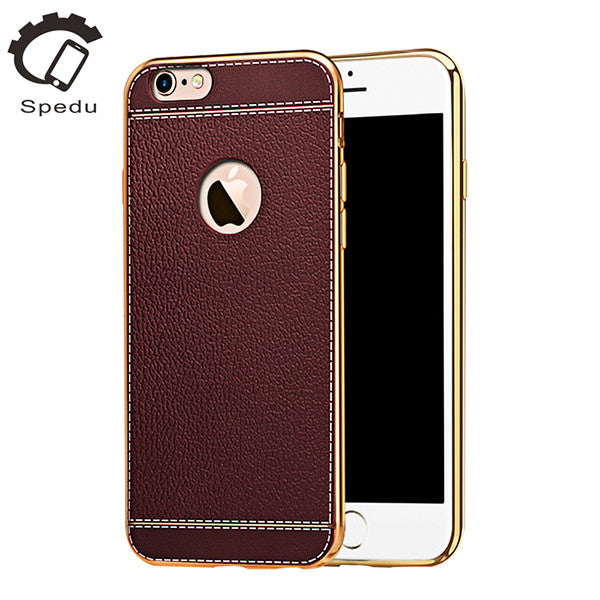 Spedu Litchi Grain Luxury Plating TPU Silicone Mobile Phone Case