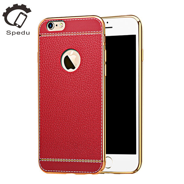 Spedu Litchi Grain Luxury Plating TPU Silicone Mobile Phone Case