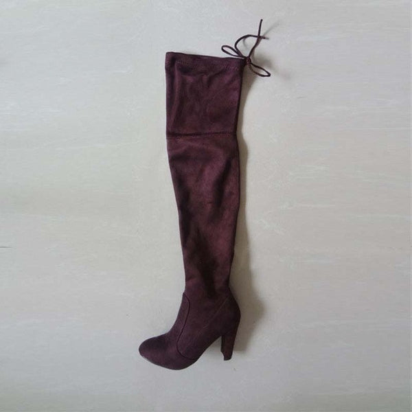 Faux Suede Slim Boots Sexy over the knee high women snow boots women's fashion winter thigh high boots shoes woman #Y1159855F