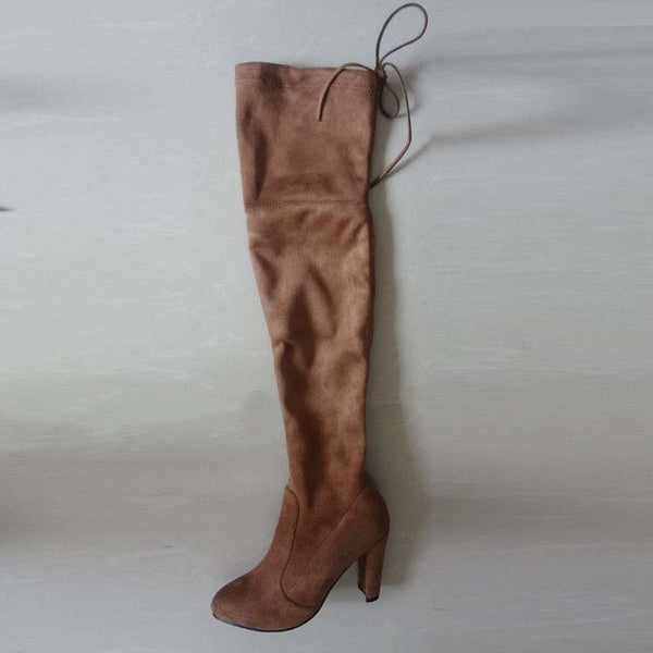 Faux Suede Slim Boots Sexy over the knee high women snow boots women's fashion winter thigh high boots shoes woman #Y1159855F