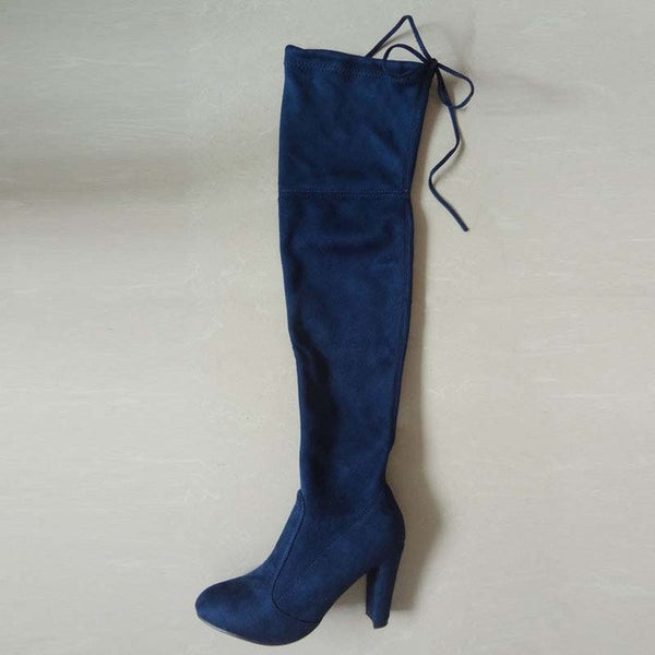 Faux Suede Slim Boots Sexy over the knee high women snow boots women's fashion winter thigh high boots shoes woman #Y1159855F