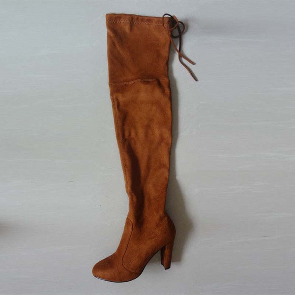 Faux Suede Slim Boots Sexy over the knee high women snow boots women's fashion winter thigh high boots shoes woman #Y1159855F