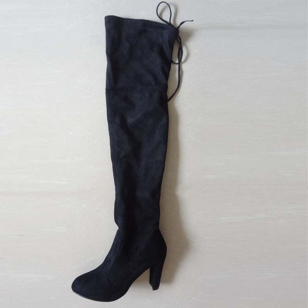 Faux Suede Slim Boots Sexy over the knee high women snow boots women's fashion winter thigh high boots shoes woman #Y1159855F