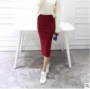 2017 spring Autumn And Winter package hip skirt slit skirts women step skirt stretch Slim thin female waist skirts Long skirts